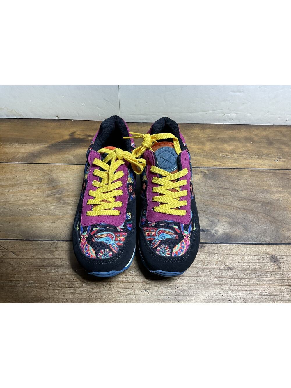Inkkas Colorful Art Floral Sneaker Lace Up Womens Athletic Shoe Sz 6 Leather